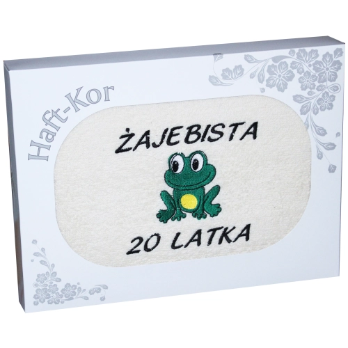 RĘCZNIK 70x140 Z HAFTEM NA PREZENT 20 URODZINY