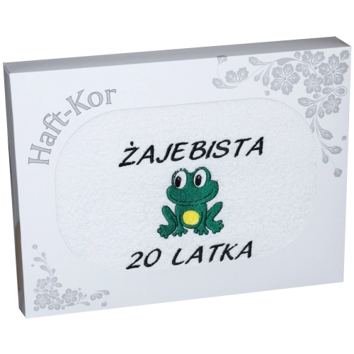 RĘCZNIK 70x140 Z HAFTEM NA PREZENT 20 URODZINY