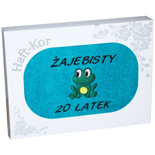 RĘCZNIK 70x140 Z HAFTEM NA PREZENT 20 URODZINY