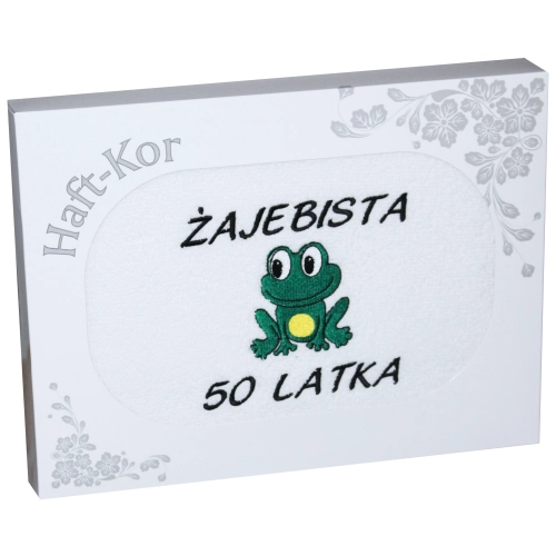 RĘCZNIK 70x140 Z HAFTEM NA PREZENT 50 URODZINY