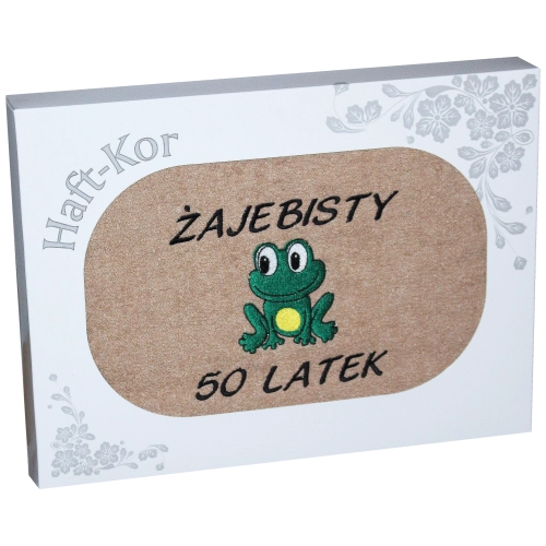 RĘCZNIK 70x140 Z HAFTEM NA PREZENT 50 URODZINY