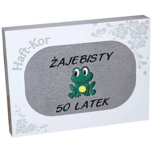 RĘCZNIK 70x140 Z HAFTEM NA PREZENT 50 URODZINY