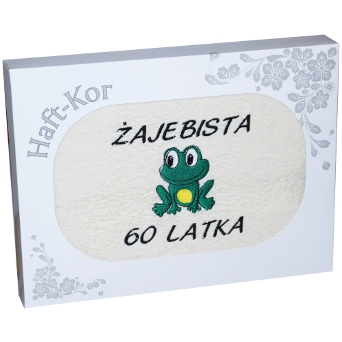 RĘCZNIK 70x140 Z HAFTEM NA PREZENT 60 URODZINY