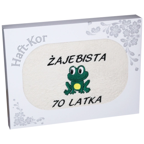 RĘCZNIK 70x140 Z HAFTEM NA PREZENT 70 URODZINY