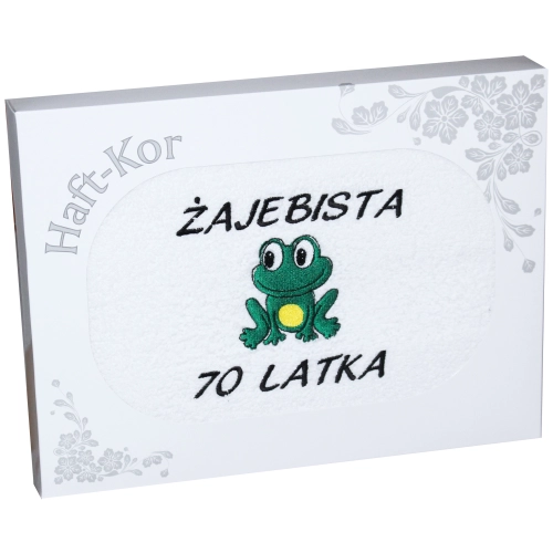 RĘCZNIK 70x140 Z HAFTEM NA PREZENT 70 URODZINY