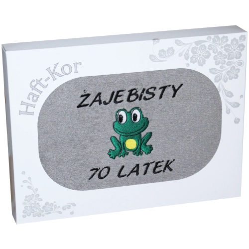 RĘCZNIK 70x140 Z HAFTEM NA PREZENT 70 URODZINY