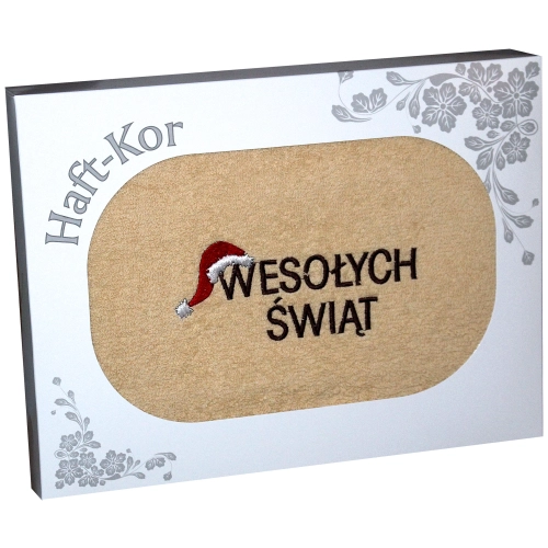 RĘCZNIK 70x140 Z HAFTEM NA PREZENT WESOŁYCH ŚWIĄT