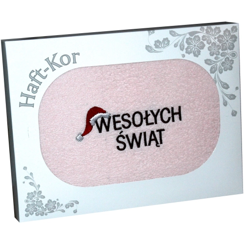 RĘCZNIK 70x140 Z HAFTEM NA PREZENT WESOŁYCH ŚWIĄT