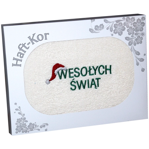 RĘCZNIK 70x140 Z HAFTEM NA PREZENT WESOŁYCH ŚWIĄT