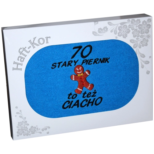 RĘCZNIK HAFT STARY PIERNIK TEŻ CIACHO 70 URODZINY