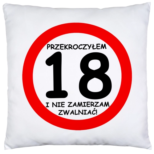 PODUSZKA 40x40 PREZENT URODZINY 18 OSIEMNASTKĘ