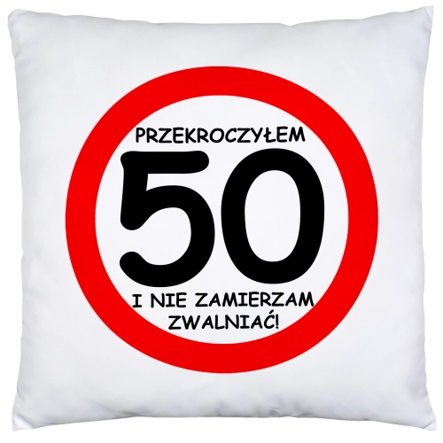 PODUSZKA 40x40 PREZENT URODZINY 50 PIĘĆDZIESIĄTKĘ