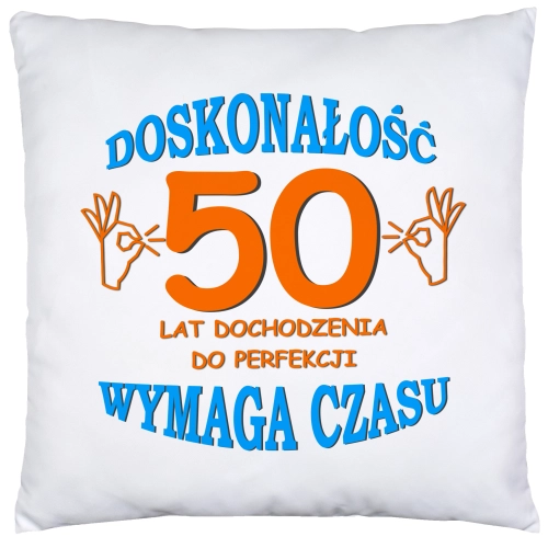 PODUSZKA 40x40 PREZENT URODZINY 50 PIĘĆDZIESIĄTKĘ