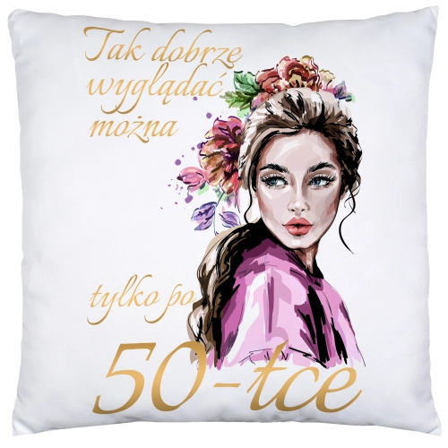 PODUSZKA 40x40 PREZENT URODZINY 50 PIĘĆDZIESIĄTKĘ