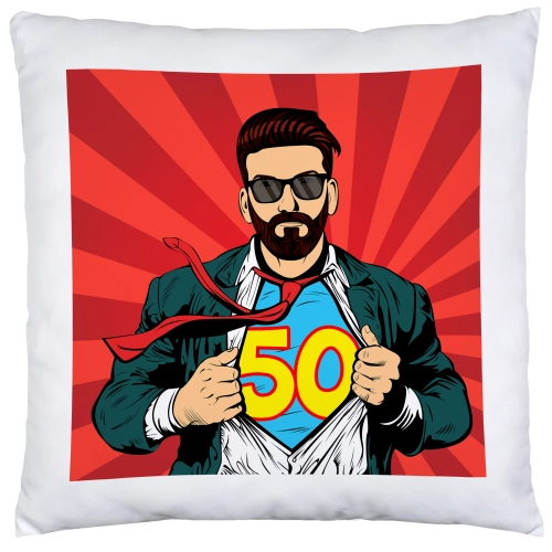PODUSZKA 40x40 PREZENT URODZINY 50 PIĘĆDZIESIĄTKĘ