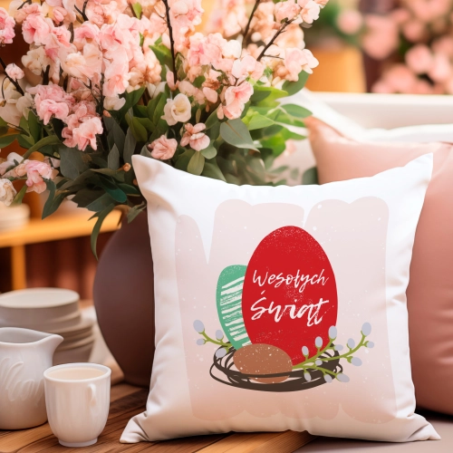 PODUSZKA WIELKANOCNA 40x40 JASIEK WIELKANOC ZAJĄC PISANKI KRÓLIK ŚWIĄTECZNA