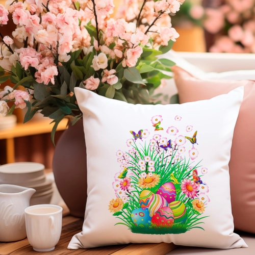 POSZEWKA WELUROWA WIELKANOCNA 40x40 JASIEK  WIOSENNA DEKORACYJNA  PISANKA