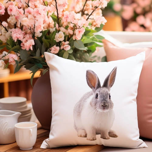 POSZEWKA WELUROWA WIELKANOCNA 40x40 JASIEK  WIOSENNA DEKORACYJNA KRÓLIK