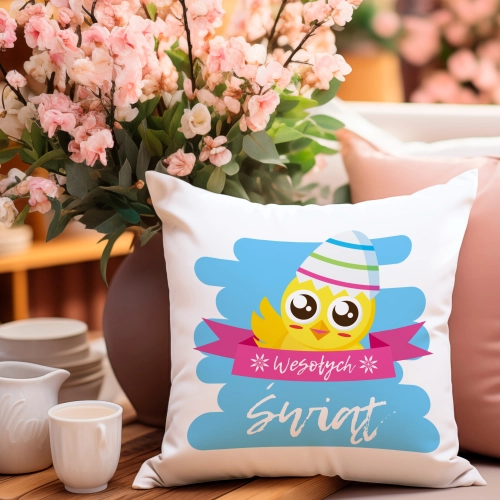 PODUSZKA WIELKANOCNA 40x40 JASIEK WIELKANOC ZAJĄC PISANKI KRÓLIK ŚWIĄTECZNA