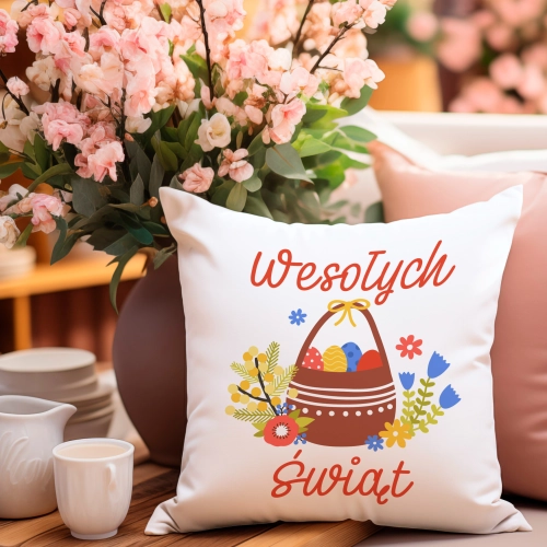 PODUSZKA WIELKANOCNA 40x40 JASIEK WIELKANOC ZAJĄC PISANKI KRÓLIK ŚWIĄTECZNA