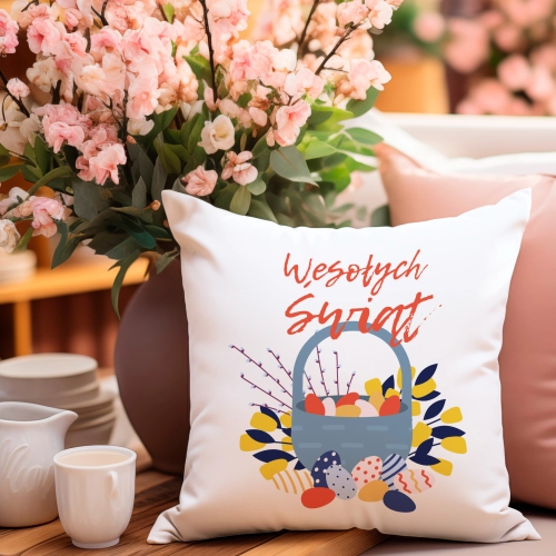 PODUSZKA WIELKANOCNA 40x40 JASIEK WIELKANOC ZAJĄC PISANKI KRÓLIK ŚWIĄTECZNA