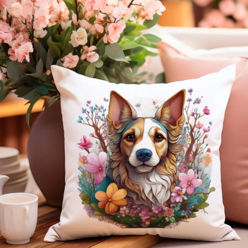 POSZEWKA WELUROWA WIELKANOCNA 40x40 JASIEK  WIOSENNA DEKORACYJNA PIES