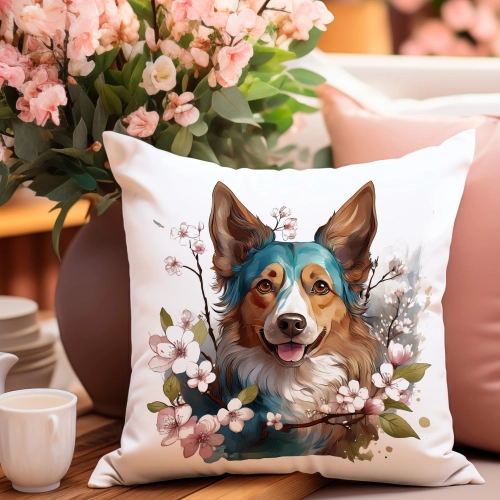 POSZEWKA WELUROWA WIELKANOCNA 40x40 JASIEK  WIOSENNA DEKORACYJNA PIES