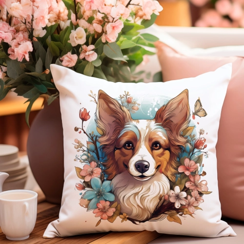 POSZEWKA WELUROWA WIELKANOCNA 40x40 JASIEK  WIOSENNA DEKORACYJNA PIES