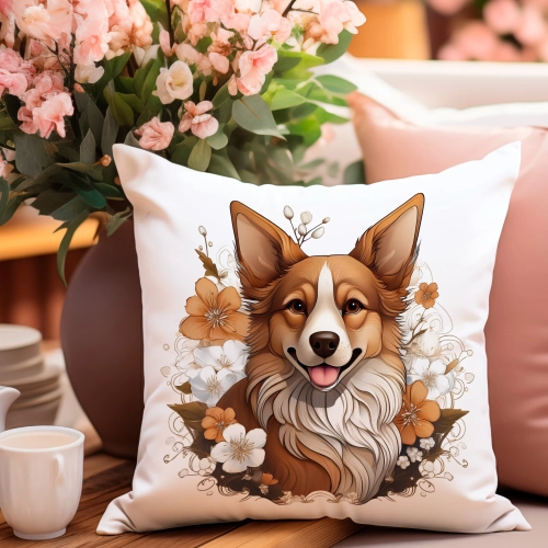 POSZEWKA WELUROWA WIELKANOCNA 40x40 JASIEK  WIOSENNA DEKORACYJNA PIES