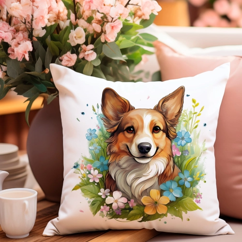 POSZEWKA WELUROWA WIELKANOCNA 40x40 JASIEK  WIOSENNA DEKORACYJNA PIES