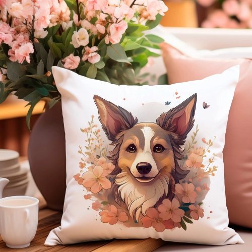 POSZEWKA WELUROWA WIELKANOCNA 40x40 JASIEK  WIOSENNA DEKORACYJNA PIES