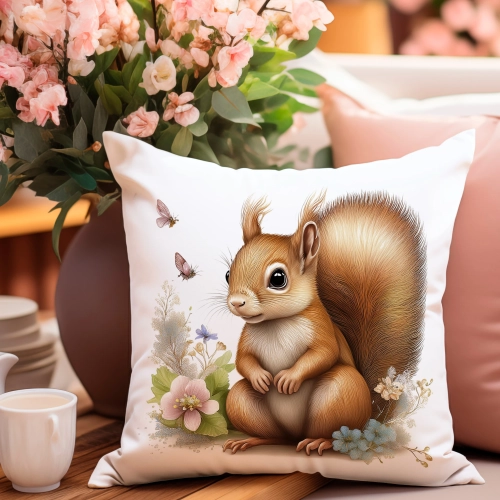 POSZEWKA WELUROWA WIELKANOCNA 40x40 JASIEK  WIOSENNA DEKORACYJNA WIEWIÓRKA