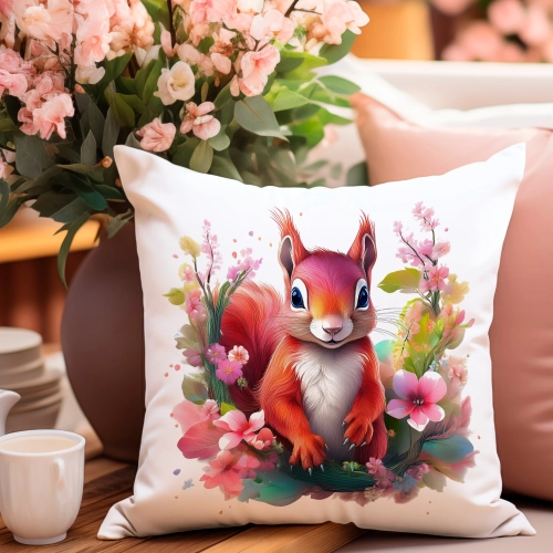 POSZEWKA WELUROWA WIELKANOCNA 40x40 JASIEK  WIOSENNA DEKORACYJNA WIEWIÓRKA