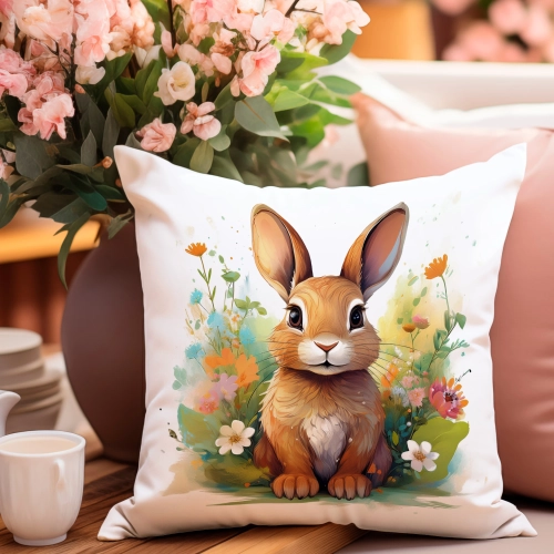 PODUSZKA WIOSENNA WIELKANOCNA 40x40 JASIEK WIELKANOC DEKORACYJNA KRÓLIK