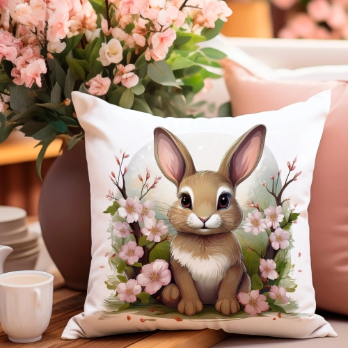 PODUSZKA WIOSENNA WIELKANOCNA 40x40 JASIEK WIELKANOC DEKORACYJNA KRÓLIK