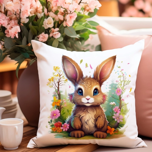 PODUSZKA WIOSENNA WIELKANOCNA 40x40 JASIEK WIELKANOC DEKORACYJNA KRÓLIK