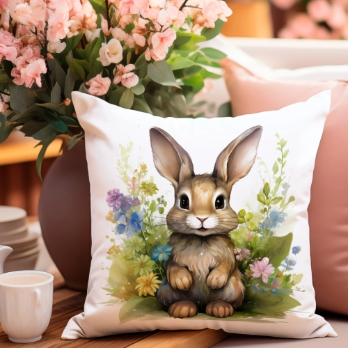 POSZEWKA WIELKANOCNA 40x40 JASIEK WIELKANOC WIOSENNA DEKORACYJNA ZAJĄC