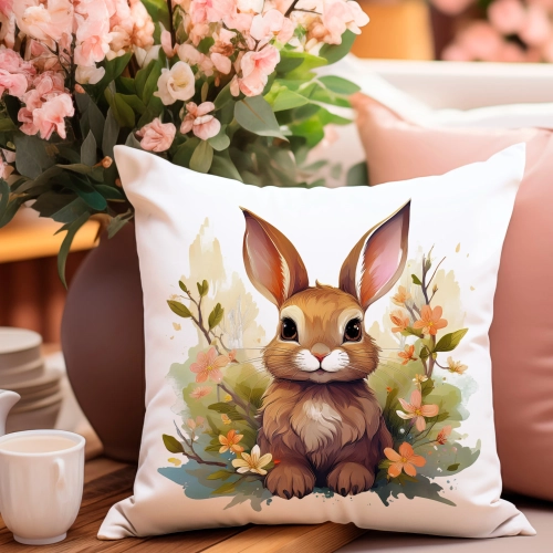 PODUSZKA WIOSENNA WIELKANOCNA 40x40 JASIEK WIELKANOC DEKORACYJNA KRÓLIK
