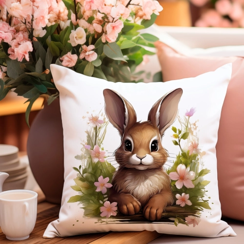 PODUSZKA WIOSENNA WIELKANOCNA 40x40 JASIEK WIELKANOC DEKORACYJNA KRÓLIK