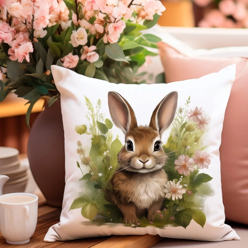 PODUSZKA WIOSENNA WIELKANOCNA 40x40 JASIEK WIELKANOC DEKORACYJNA KRÓLIK