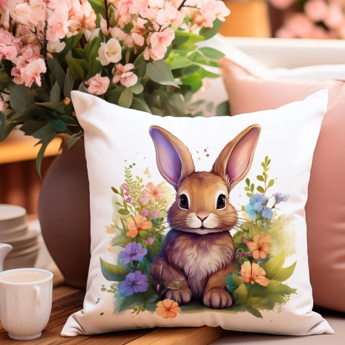 PODUSZKA WIOSENNA WIELKANOCNA 40x40 JASIEK WIELKANOC DEKORACYJNA KRÓLIK
