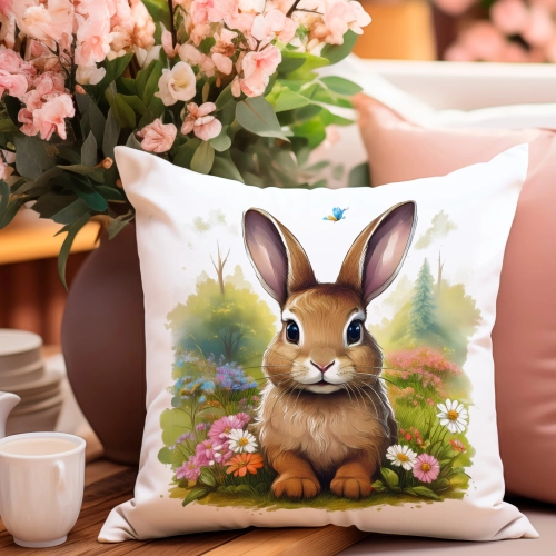 PODUSZKA WIOSENNA WIELKANOCNA 40x40 JASIEK WIELKANOC DEKORACYJNA KRÓLIK