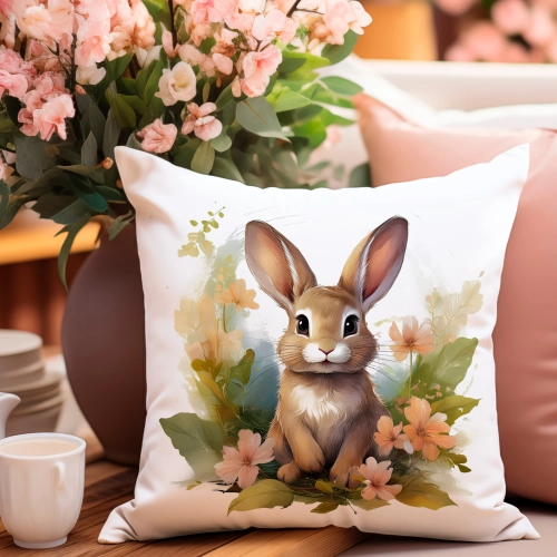 PODUSZKA WIOSENNA WIELKANOCNA 40x40 JASIEK WIELKANOC DEKORACYJNA KRÓLIK