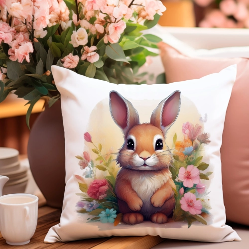 PODUSZKA WIOSENNA WIELKANOCNA 40x40 JASIEK WIELKANOC DEKORACYJNA KRÓLIK