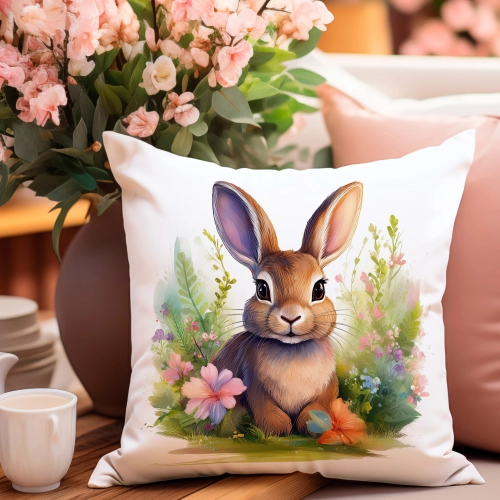 PODUSZKA WIOSENNA WIELKANOCNA 40x40 JASIEK WIELKANOC DEKORACYJNA KRÓLIK