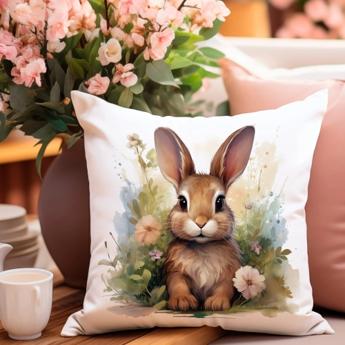 PODUSZKA WIOSENNA WIELKANOCNA 40x40 JASIEK WIELKANOC DEKORACYJNA KRÓLIK