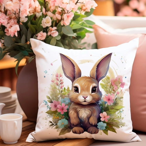 PODUSZKA WIOSENNA WIELKANOCNA 40x40 JASIEK WIELKANOC DEKORACYJNA KRÓLIK