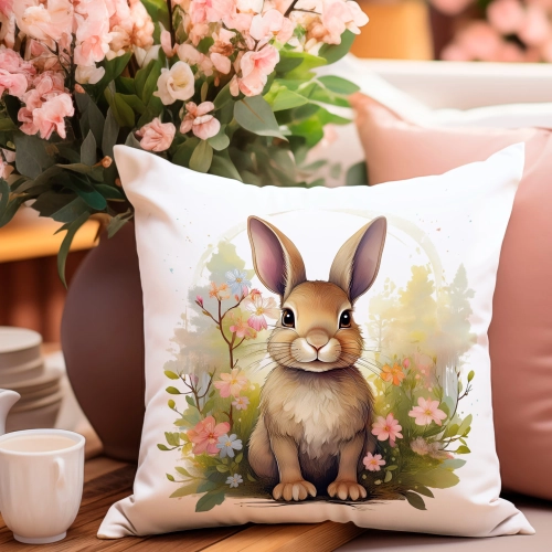 PODUSZKA WIOSENNA WIELKANOCNA 40x40 JASIEK WIELKANOC DEKORACYJNA KRÓLIK