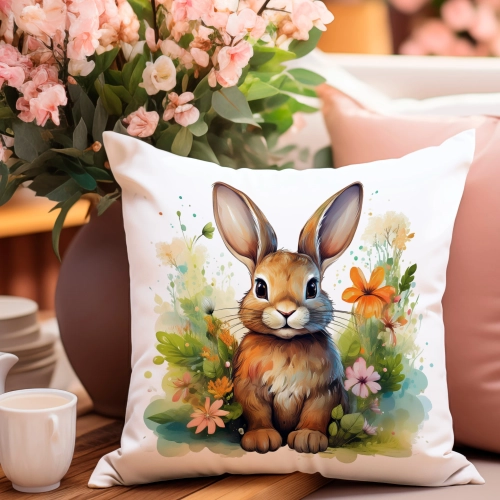 PODUSZKA WIOSENNA WIELKANOCNA 40x40 JASIEK WIELKANOC DEKORACYJNA KRÓLIK
