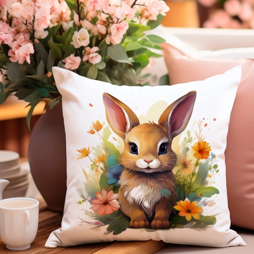 PODUSZKA WIOSENNA WIELKANOCNA 40x40 JASIEK WIELKANOC DEKORACYJNA KRÓLIK